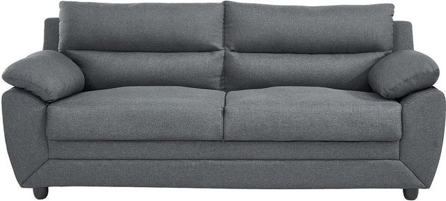 Vente-unique Sofa Manoa Anthrazitgrau mit Stoffbezug und Armlehnen, Breite: 201 cm - Bild 1