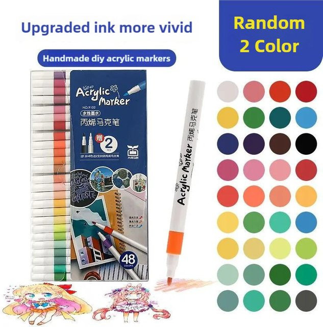 Yiran toy 1 Acrylmarker Set mit feiner Spitze, wasserfeste und schnelltrocknende Acrylfarben in Multicolour für Leinwand, Holz und Glas - Bild 1
