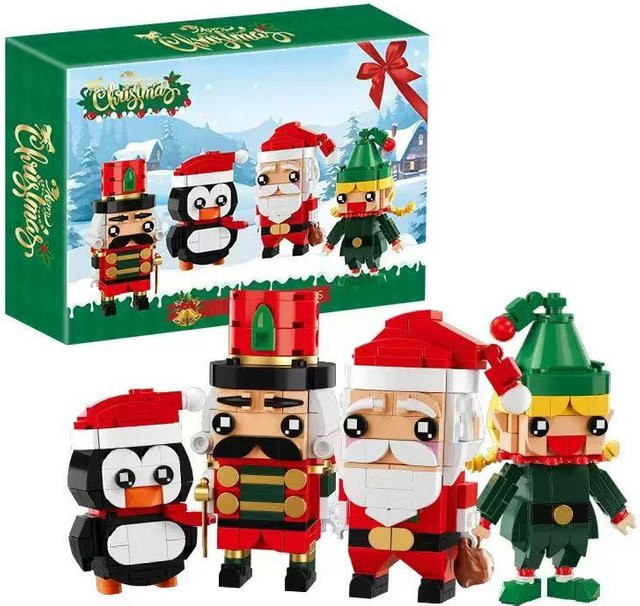 JAKI Weihnachts-Bausteine Set mit Weihnachtsmann und Pinguin-Modellen, 493-teiliges BrickHeadz Spielzeug in Mehrfarbig - Bild 1