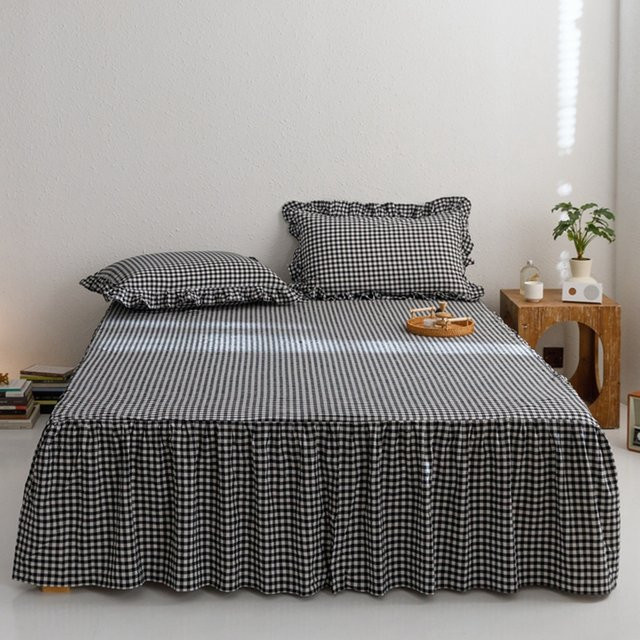 Bon enjoy Bettrock aus 100% Baumwolle im Country House Stil, Farbe: Schwarz, B/T/H: 120 x 200 x 1 cm - Bild 1