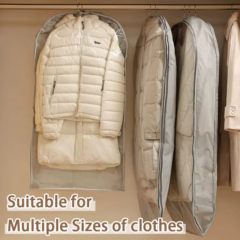 Meltset Kleiderschrank-Organizer-Taschen für Daunenjacken, platzsparende Luftkompressions-Hängetasche und Staubschutzhülle aus Mesh in Weiß - Bild 2