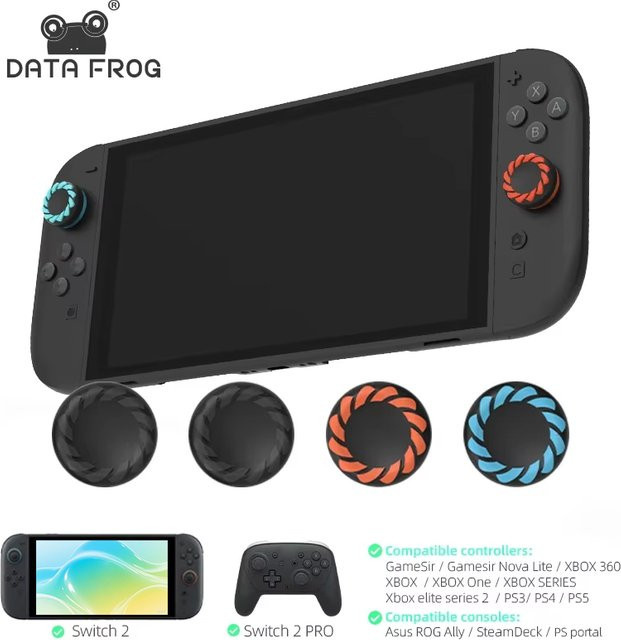 DATA FROG Silikon-Daumengriffkappen für Switch 2 Joy-Con Controller, rutschfeste Joystick-Kappenabdeckung in Multicolour, kompatibles NS2-Zubehör - Bild 1