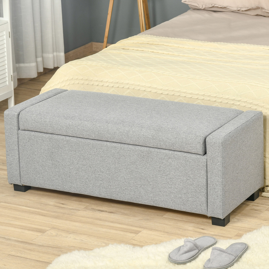HOMCOM Truhenbank mit Stauraum in Grau, gepolsterte Fußbank mit modernem Design, B/T/H: 120 x 50 x 44 cm - Bild 2