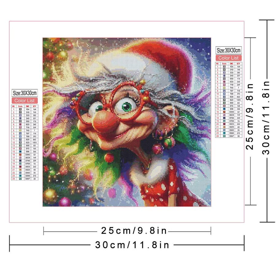 AZQSD 5D Diamantgemälde Set Weihnachten Oma Charakter als runde Leinwand zur Dekoration - Bild 2