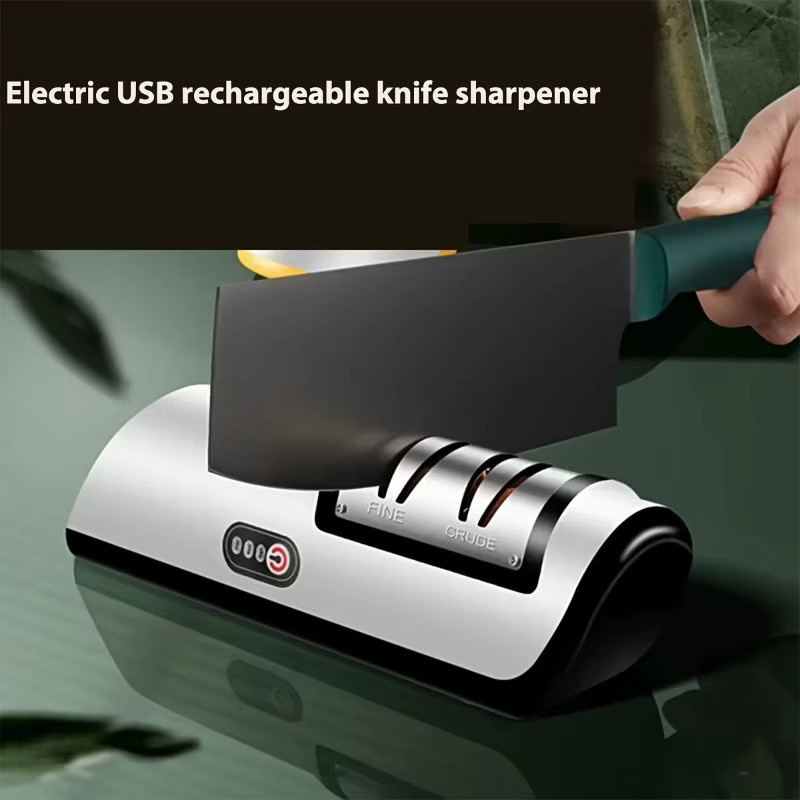 XMSJ Elektrischer Messerschärfer USB-wiederaufladbar mit Fein- und Grobschleiffunktion in Schwarz, Grau oder Weiß - Bild 3