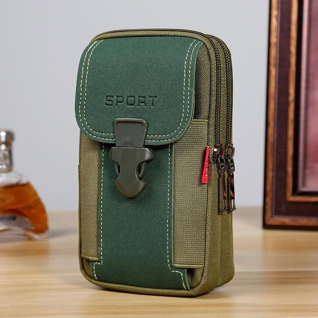 Wasserdichte Handytasche aus Segeltuch als Gürteltasche und Brieftaschenetui für Samsung, iPhone, Huawei, HTC, LG und Xiaomi, Farbe: Grün - Bild 1