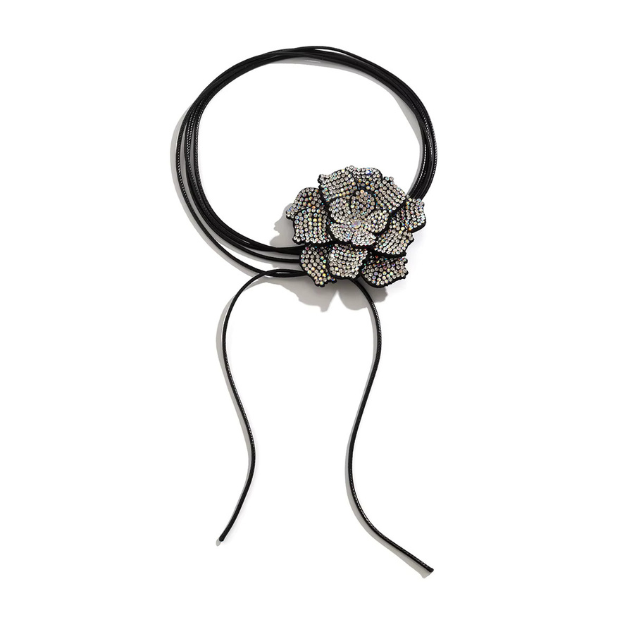SHIXIN Halskette, Strass-Blumen, Kristall, Silber, Damen - Bild 2