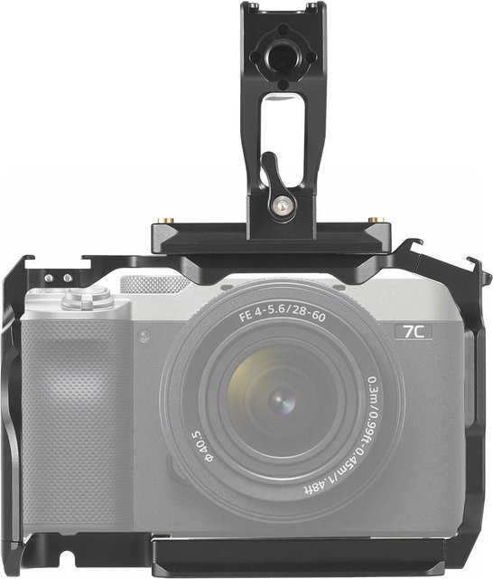 ZuiyouBaby Kamerakäfig aus Aluminiumlegierung für Sony A7CII A7C2 A7CR A7CM2 in Schwarz mit oberem Griff und doppelter Blitzschuh-Halterung - Bild 1