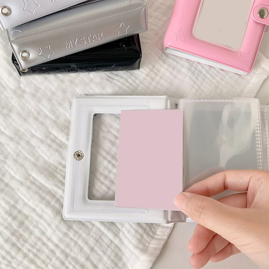 Mini-Fotoalbum mit PVC-Einband und 20 Seiten für K-Pop Idolkarten in Weiß und Multicolour, 2x3 Zoll - Bild 2