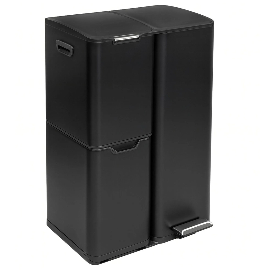 Osoltus 3-Fach Sortierer Mülleimer Petrona Schwarz Lackiert (13L + 17L + 30L) - Bild 2
