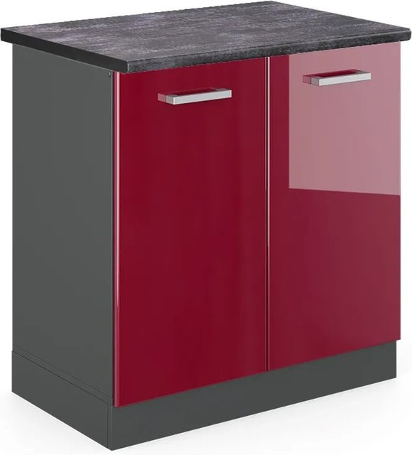 Vicco Spülenunterschrank R-Line in Bordeaux Hochglanz und Anthrazit, B/T/H: 80 x 60 x 81,6 cm - Bild 1