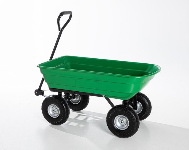Gartenwagen Grün mit 50 l Fassungsvermögen, B/T/H: 47 x 47 x 96 cm - Bild 1