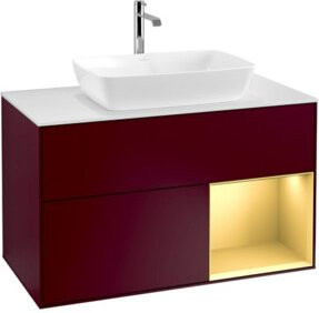 V&B Waschtischunterschrank Finion 100 Wandbeleuchtung in Weiß mit goldenen Regalelementen B/T/H: 100 x 50,1 x 50,1 cm - Bild 1
