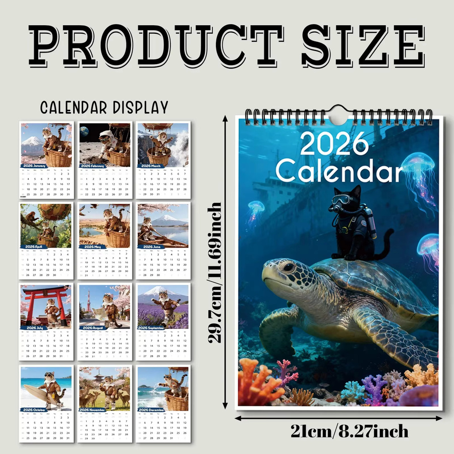 Kalender 2026 mit Katzenmotiv in Multicolor - Bild 3