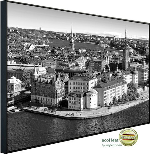 papermoon Infrarotheizung EcoHeat Stadt in Schwarz und Weiss mit Matt-Effekt und App-Steuerung - Bild 1