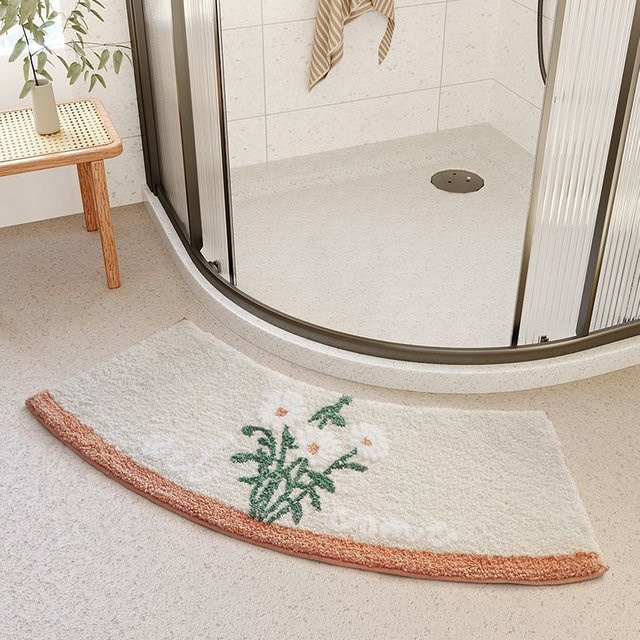 Saugfähige Badezimmer-Rutschmatte in Fächerform aus Polyester, Farbe: Weiß, B/L: 42 x 100 cm - Bild 1