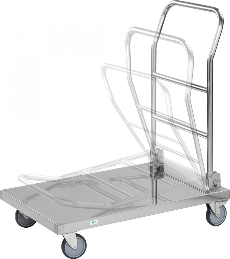 Kongamek Plattformwagen aus Edelstahl rostfrei mit Gummibereifung und Bremse, B/T/H: 80 x 50 x 94 cm - Bild 1