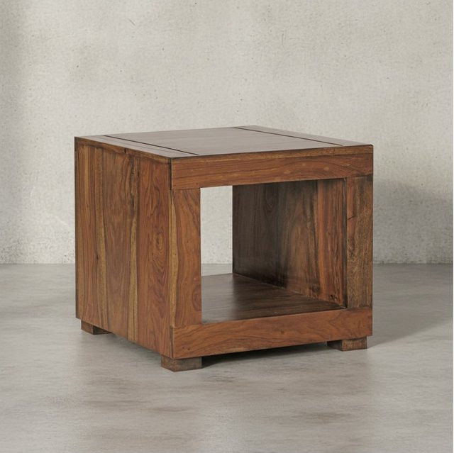 KADIMA DESIGN Couchtisch aus Sheesham Massivholz in Braun im Landhaus-Stil, B: 50 cm, T: 50 cm, H: 45 cm - Bild 1
