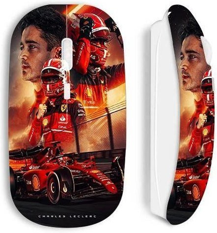 Maniacase Kabellose USB-Maus Charles Leclerc F1 Ferrari Design in Weiß und Multicolour - Bild 1