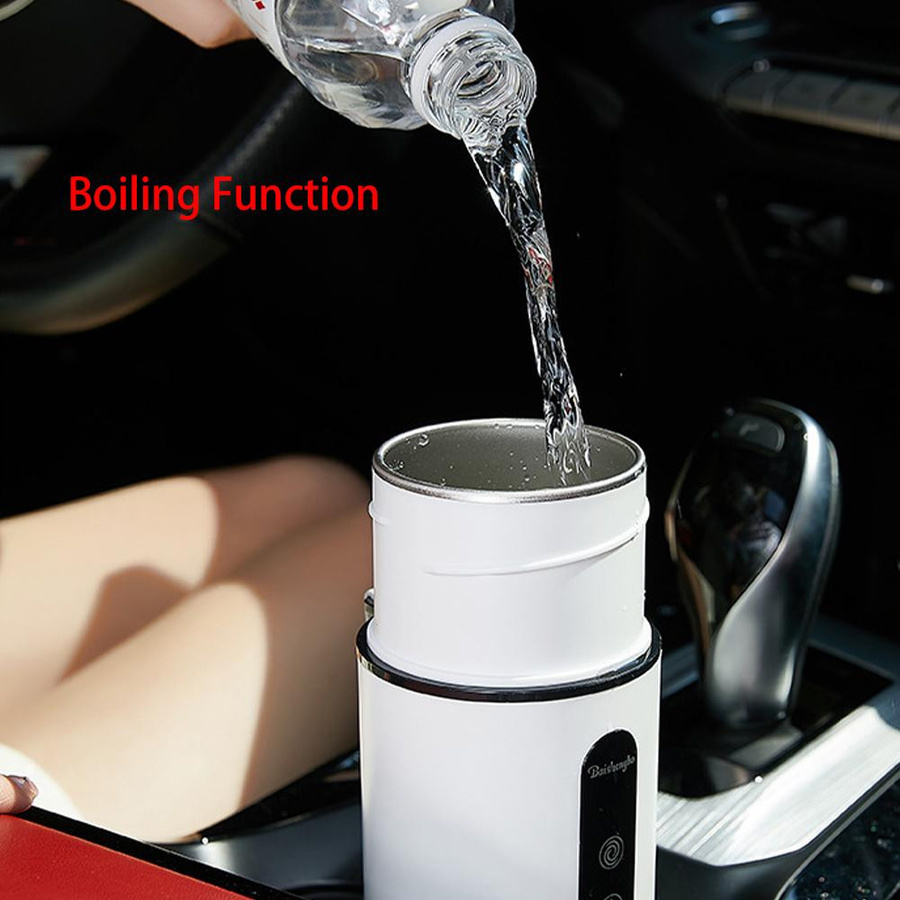 Pure Living Co. Elektrischer Auto-Heizbecher mit Rührfunktion und LCD-Display, Edelstahl, Weiß, 420 ml - Bild 3