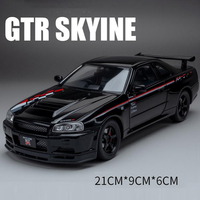Linyi toy car Gtr-R34 Skyline Die-Cast Legierungsmodelle Spielzeugauto, 1:24, mit Rückziehfunktion, Türen zum Öffnen, ab 14 Jahren - Bild 1