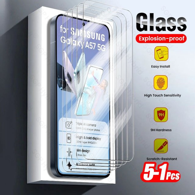 Samsung Galaxy A57 5G Displayschutzfolie aus klarem Kristall-Hartglas 9H, 6,7 Zoll, transparent - Bild 1