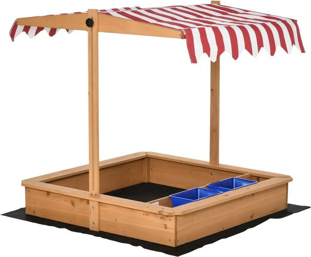 Outsunny Sandkasten mit Abdeckung in Gelb - Bild 1