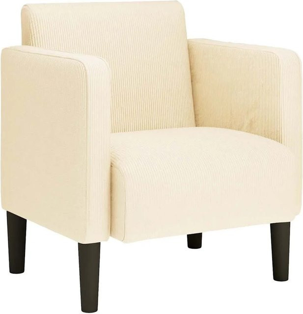 vidaXL Sessel mit Armlehnen in Beige aus Cordstoff, moderner Lounge-Sessel für Wohnzimmer oder Home-Office - Bild 1
