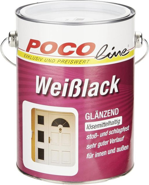 POCOline Weißlack für Holz, weiß glänzend, wetterfest und kratzfest, 2,5 l - Bild 1