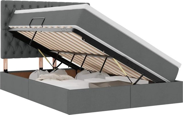 vidaXL Aufbewahrungsbett mit Matratze und Lift-up-Funktion in Dunkelgrau, B/T/H: 140 x 200 x 280 cm - Bild 1