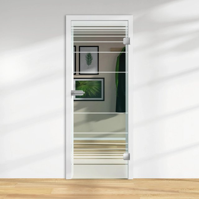 Skyscope Glasdrehtür ESG Floatglas mit Dekor Siebdruck, Rechtsanschlag, Transparent, B/H/T: 70,9 x 197,2 x 0,8 cm - Bild 1