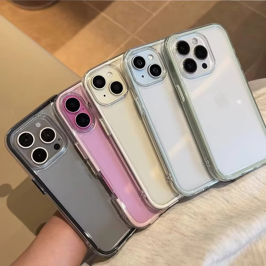 AKABEILA Transparente Handyhülle mit buntem Rahmen für iPhone 11 bis iPhone 17 Pro Max, Stoßfeste Luftschutzhülle mit weicher Rückseite - Bild 1