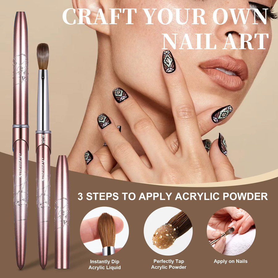 Kemeisi Nagelpinsel aus Kolinsky-Haar für Acrylpuder, Rosegold Diamant - Bild 3