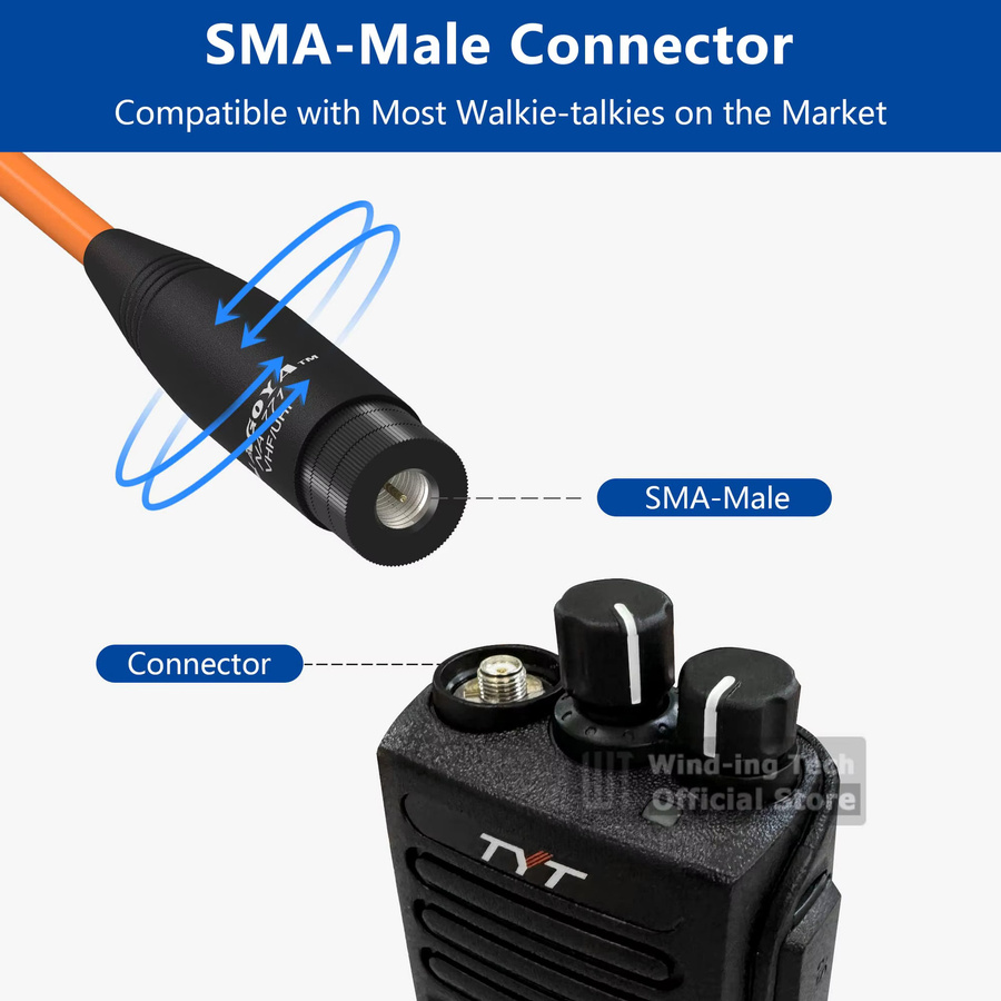 Nagoya NA 771 Peitschenantenne mit SMA-Stecker für VHF UHF 144/430 MHz in Orange, kompatibel mit TYT Baofeng Retevis PUXING Funkgeräten - Bild 4