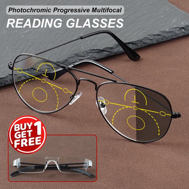 ZOZO TOMI Lesebrille, Aviator, Vollrand, Metall, Black, Unisex - Bild 1