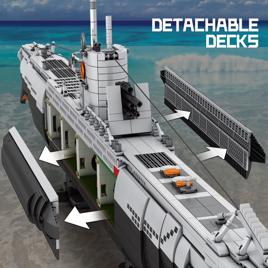 barweer Militärisches U-Boot-Bausatz, Klemmbausteine, 3987 Teile - Bild 4