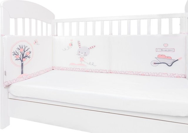 Kikkaboo Nestchen my Home Bettumrandung aus 100% Baumwolle für Babybetten 140 x 70 cm, Pink, Länge: 210 cm - Bild 1