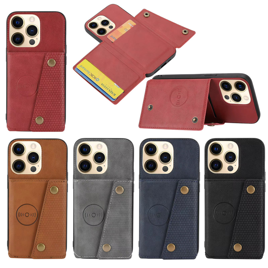 AIERHEBA Kartenfach Flip Handyhülle mit Ständer und stoßfestem Schutz für iPhone 11 bis iPhone 17 Pro Max, Farben: Schwarz, Blau - Bild 6