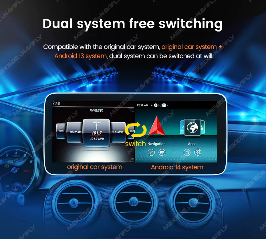 MEKEDE Android-Autoradio mit Bildschirm für Mercedes-Benz A-Klasse, CLA, GLA (W176, C117, X156) in Schwarz mit 4G WLAN, GPS-Navigation, DSP und kabellosem CarPlay sowie Android Auto - Bild 4
