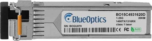 BlueOptics SFP Bidi Transceiver für Singlemode Gigabit Highspeed Datenübertragungen, kompatibel mit Telco Systems BTI-SFP-GBD10L-DD-49/31S, Farbe: Silber - Bild 1