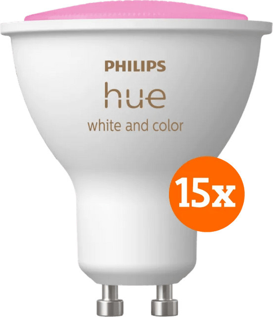 Philips Hue White & Color Ambiance LED-Leuchtmittel GU10 15er-Pack mit Bluetooth und RGB-Farben - Bild 1