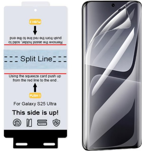 3er-Pack Samsung Galaxy S25 Ultra und S25 Plus Hydrogel Displayschutz Matte Front mit Installationswerkzeug - Bild 1