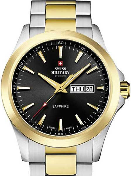 Swiss Military by Chrono Armbanduhr, Quarz, Edelstahl, Schwarz, 42 mm, Herren - Bild 1