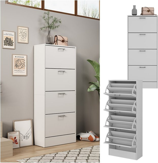 Oskar-Store Schuhkipper Georg Schuhschrank in Weiß mit 4 Fächern, Breite: 63 cm, Höhe: 150 cm - Bild 1