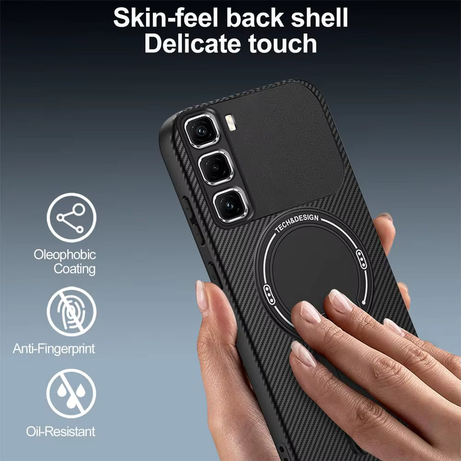 Magnetische Schutzhülle mit Carbon-Faser-Muster für Infinix Hot 60 Pro Plus, Hot 60, 60i, 40i, Note 50, 40 Pro in Schwarz mit Wireless Charging Funktion - Bild 4