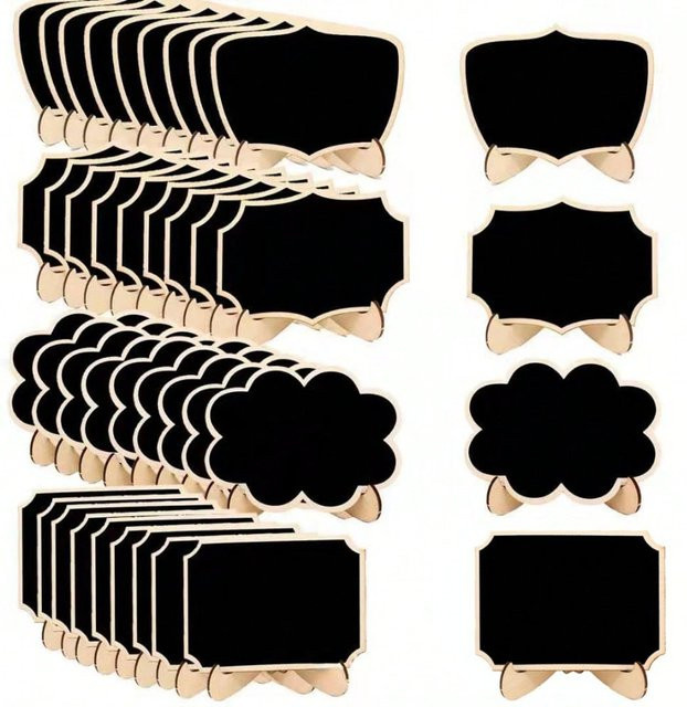 Wiederverwendbare Tischtafel aus Holz in Schwarz als Message Board für Hochzeiten, Geburtstage und Buffets - Bild 1