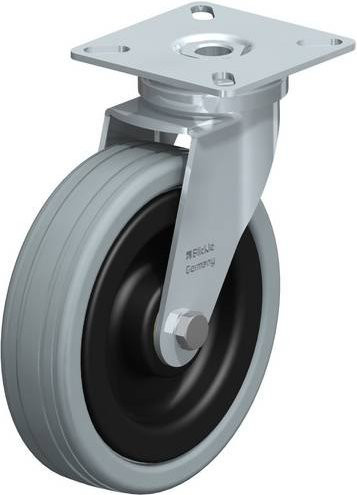 Blickle LPA-VPA 100K Lenkrolle in Schwarz und Grau mit Stahlplatte und 100 mm Rad-Durchmesser für eine Tragfähigkeit von max. 70 kg - Bild 1