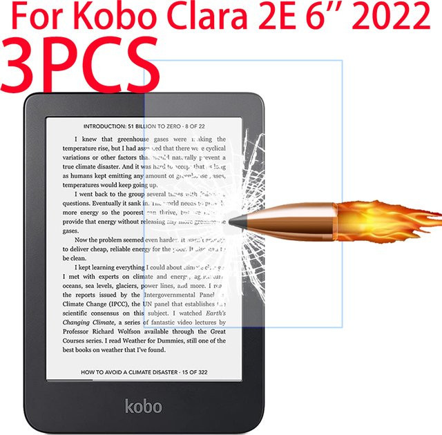 3 Stück Displayschutzfolien aus gehärtetem Glas für Kobo Clara 2e 6 Zoll, transparent - Bild 1
