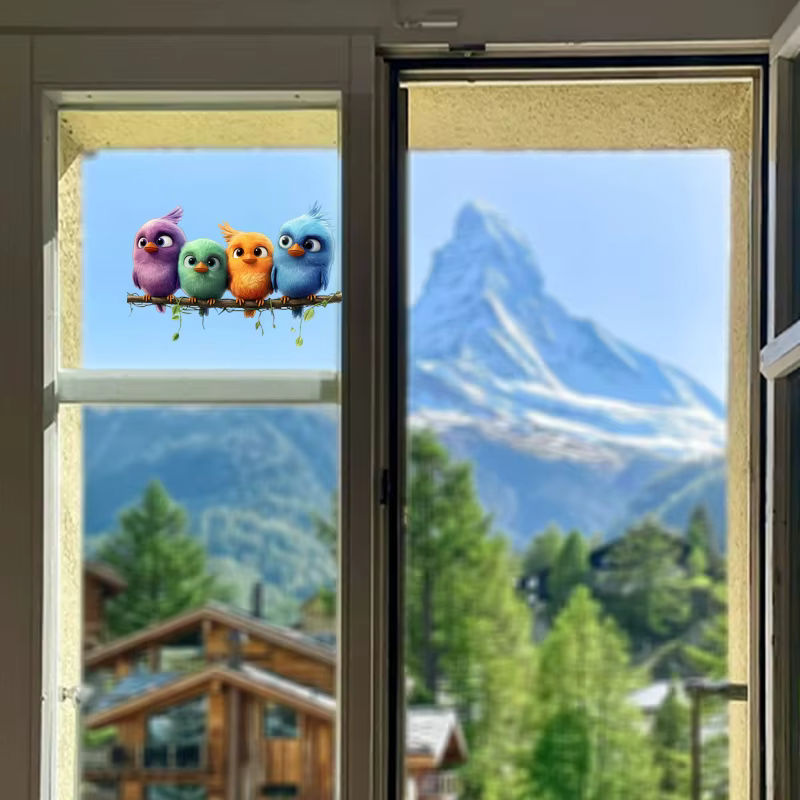 Bunter Vogel-Fensteraufkleber aus Kunststoff für Wand und Spiegel, wasserdichtes Vinyl-Dekor in Mehrfarbig für dein Zuhause - Bild 4