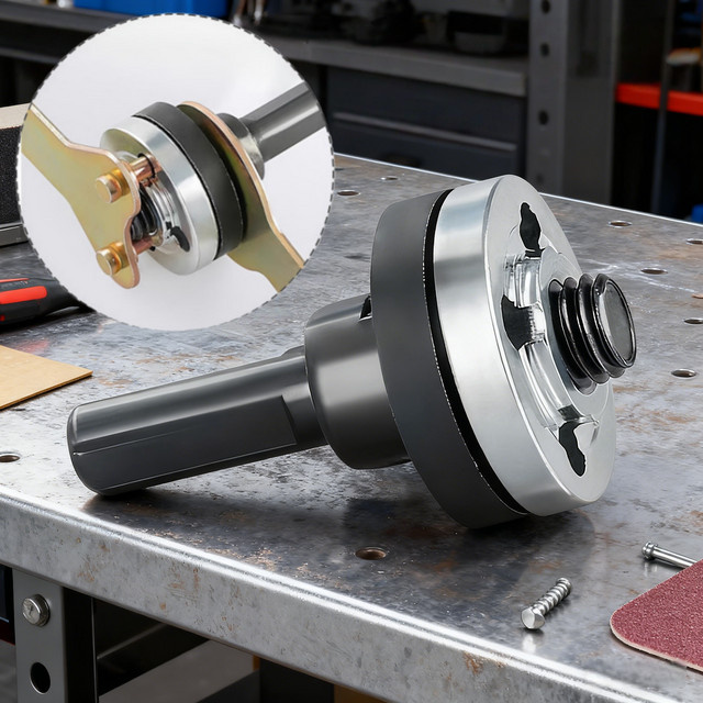 Universal Bohreradapter mit Flanschmutter von FNICEL in Silber für Trennscheiben, Polierscheiben und Metall-Griffhalter - Bild 1